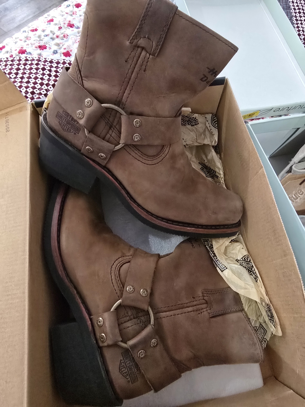 Harley-Davidson Brown Leather Harness Ankle Boots
